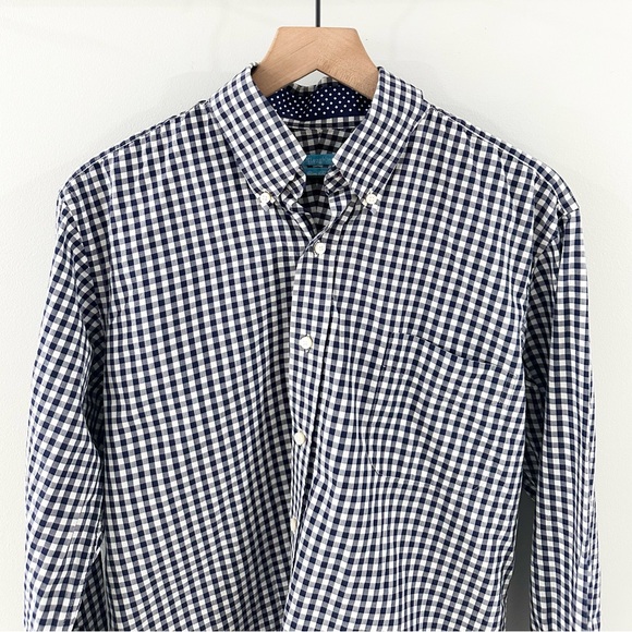 J. McLaughlin Men’s Gingham Slim Fit Shirt Blue Size Medium - Picture 4 of 7